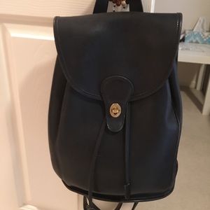 Coach black leather backpack